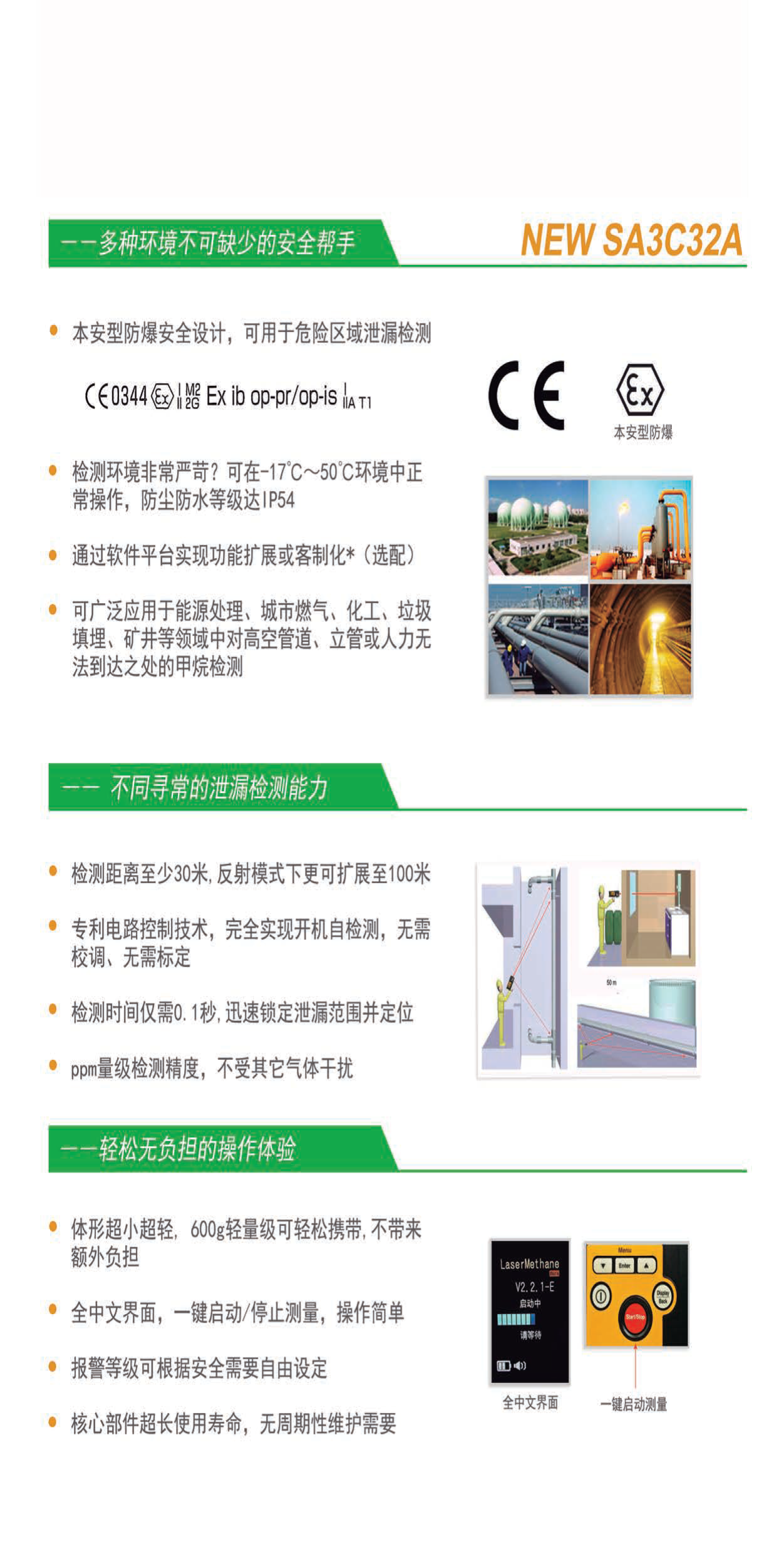 SA3C32A 便携式激光甲烷检测仪